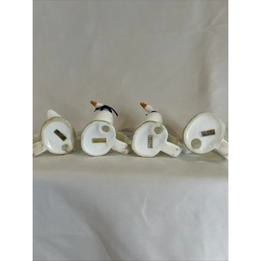Vintage Ceramic Geese Blue Ribbon Napkin Holder Country Kitchen Decor